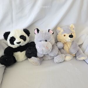 Kellytoy Zoo Animals Plush Hand Puppets Panda Bear Hippo Wolf 10 Inch 2011